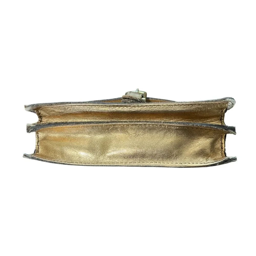 Patricia Nash Crossbody Bag Cassano Herringbone Tweed Buckled Tan Gold Cream - Picture 8 of 10
